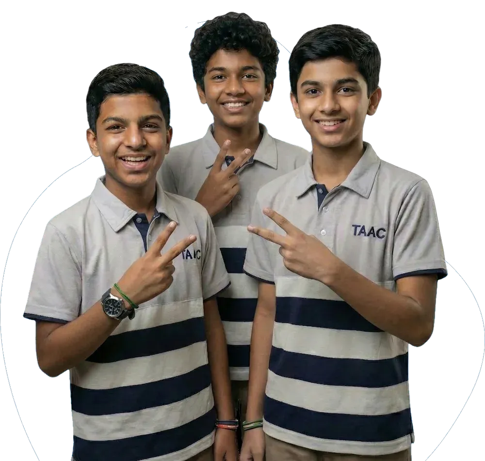 Three confident TAAC students smiling in uniform